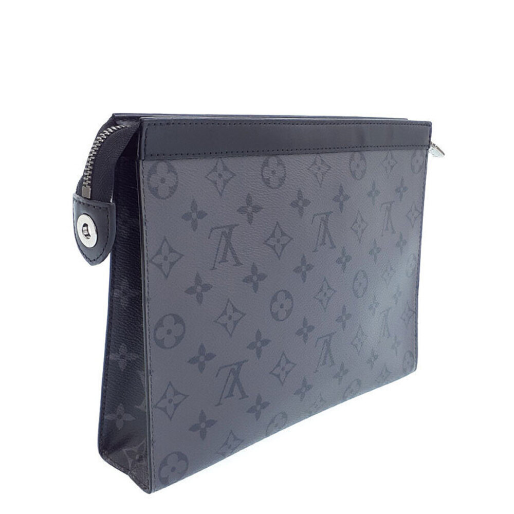 Louis Vuitton Black Eclipse Voyage Monogram Pochette Bag Clutch Reverse